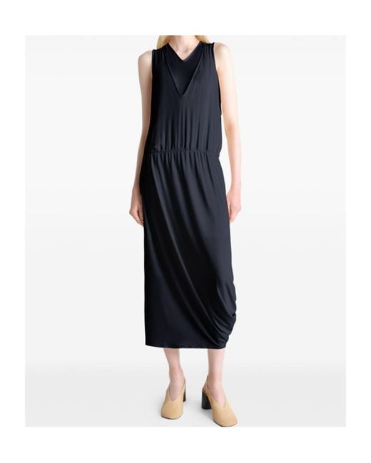 Lemaire Black Ruched Sleeveless Dresses