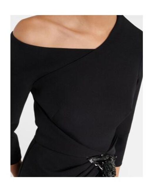 Safiyaa Black Sequined Asymmetric Crêpe Top