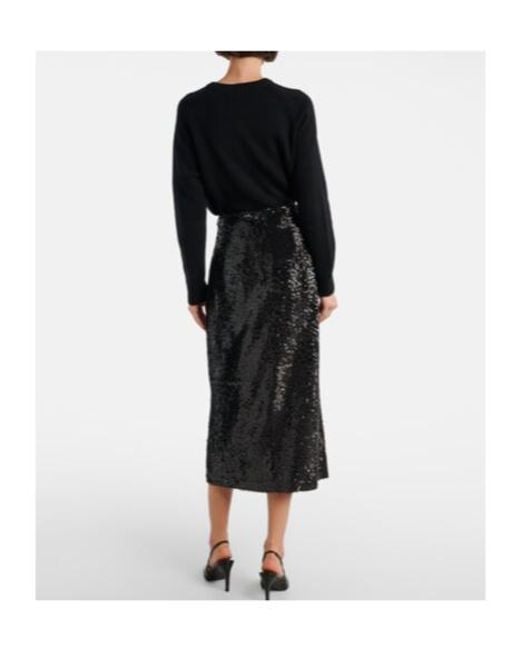 Emilia Wickstead Black Sequined Pencil Skirt