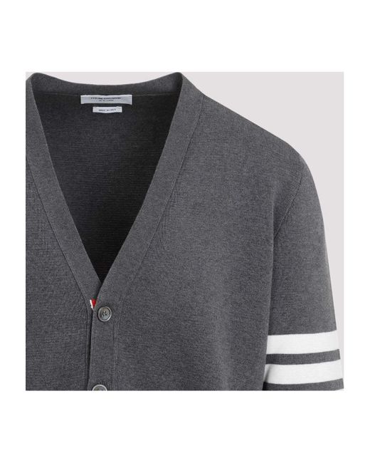Thom Browne Gray Bar Milano Stitch Cardigan for men