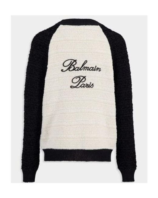 Balmain Black Two-Toned Tweed Cardigan for men