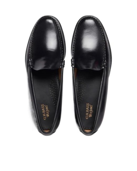 G.H.BASS Black Weejuns Leather Loafers for men