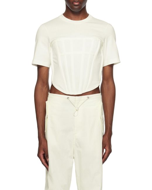Dion Lee White Corset Organic Cotton T-Shirt for men