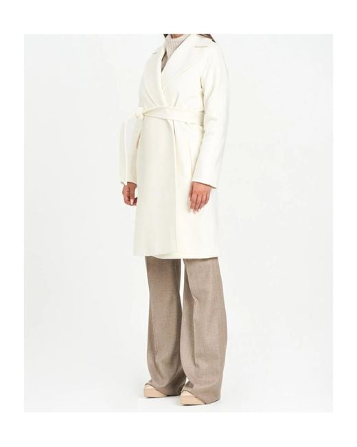 Max Mara White Wool Robe Coat
