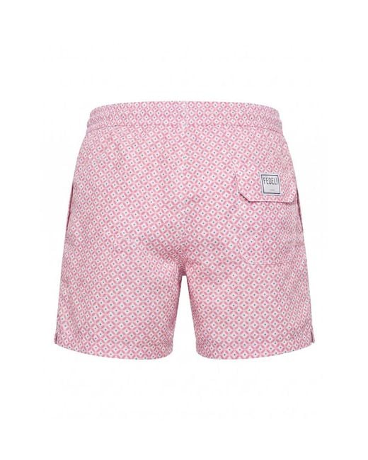 Fedeli Pink Drawstring Swim Trunks for men