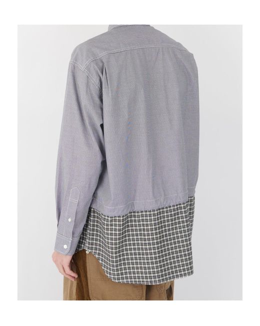 Comme des Garçons Gray Checkered Drawstring Shirt for men