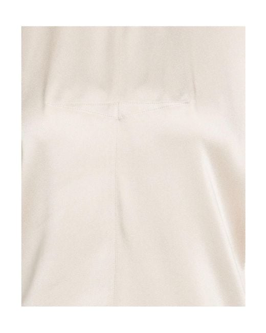 Isabel Marant White Solid Color Satin Short Sleeve Top