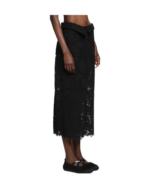 Simone Rocha Black Lace Midi Skirt