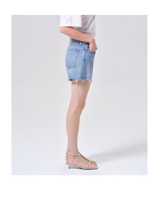 Agolde Blue Parker Long Distressed Shorts