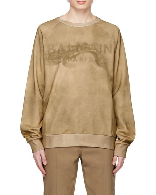 Balmain Natural Logo-Print Long-Sleeve Sweatshirt for men