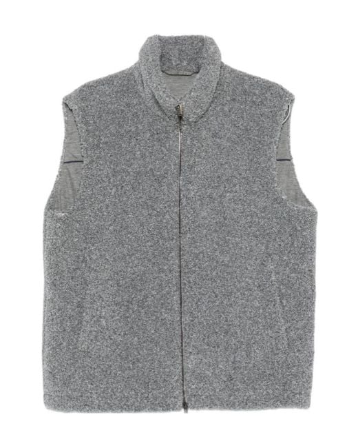 Herno Gray Faux-Fur High-Neck Gilet for men