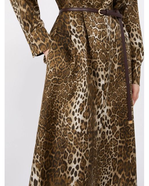 Max Mara Natural Printed Silk Shirt Dress