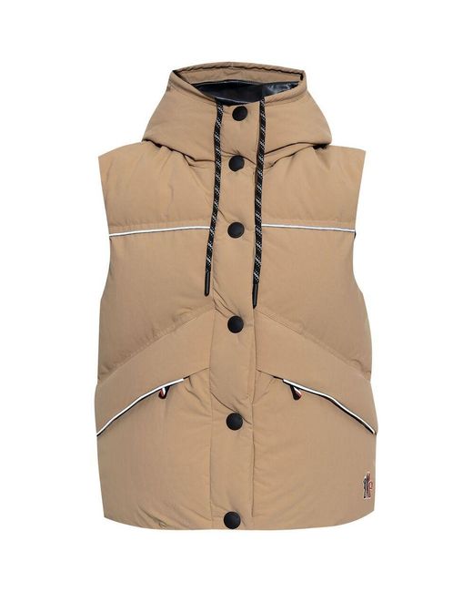 Moncler Natural Sleeveless Hooded Down Jacket
