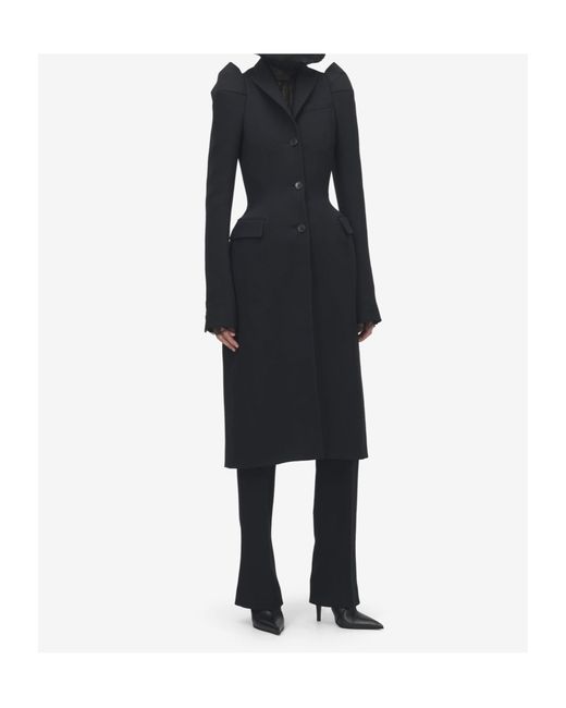 Alexander McQueen Black Wool-Blend Structured Coat
