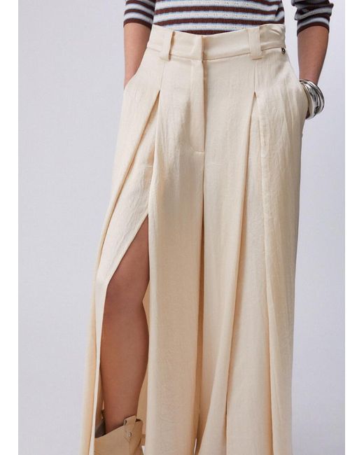 Liu Jo Natural Cropped Satin Trousers