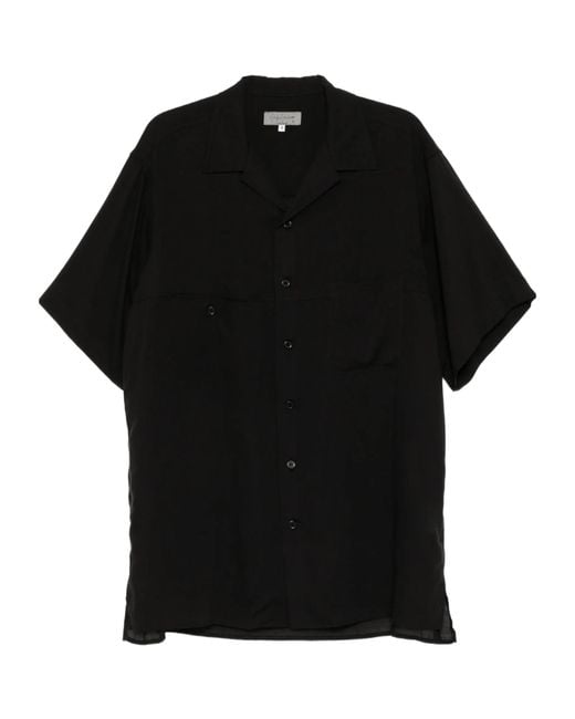 Yohji Yamamoto Black Cuban-Collar Short-Sleeve Shirt for men