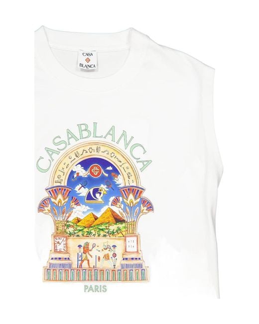 Casablanca White Egyptian Arch Sleeveless T-Shirt