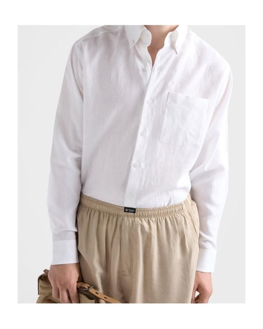 Prada White Linen Shirt for men