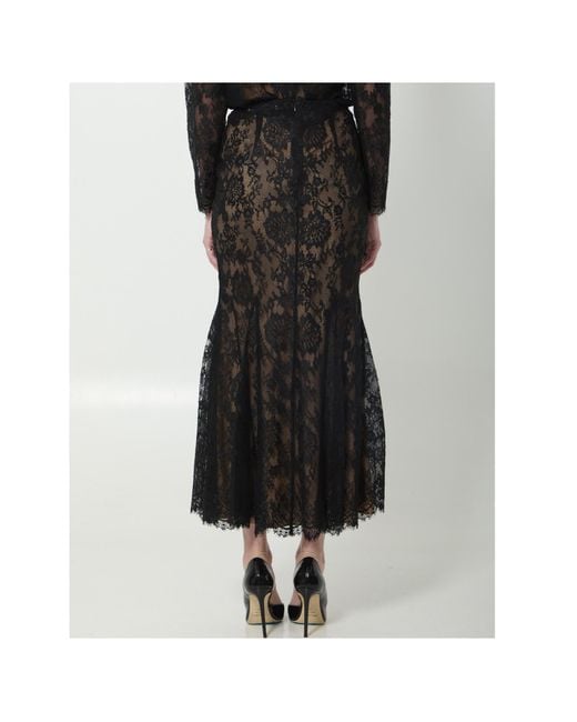 Self-Portrait Black Lace Mermaid Midi Skirt