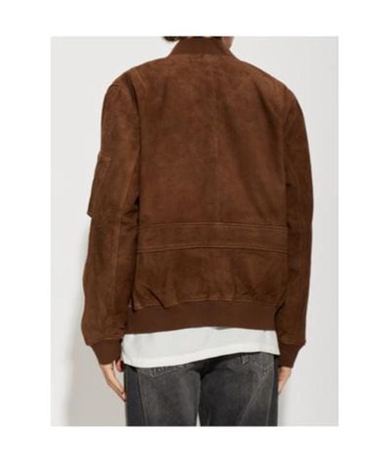 AllSaints Brown Suede Bomber Jacket for men