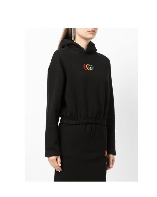 XOXOGOODBOY Black Logo-Embroidered Cropped Hoodie