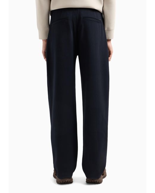 Emporio Armani Blue Straight-Leg Twill Trousers for men