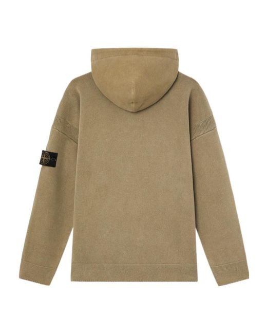 Stone Island Natural Loose-Fit Hooded Half-Zip Sweatshirt With Knit Panels for men