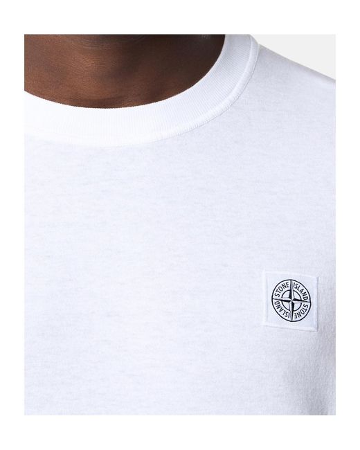 Stone Island White Slim-Fit Long-Sleeve T-Shirt With Compass Patch for men