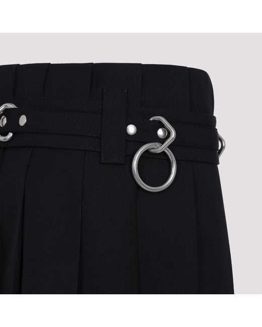 Prada Black Belted Pleated Midi Skirt