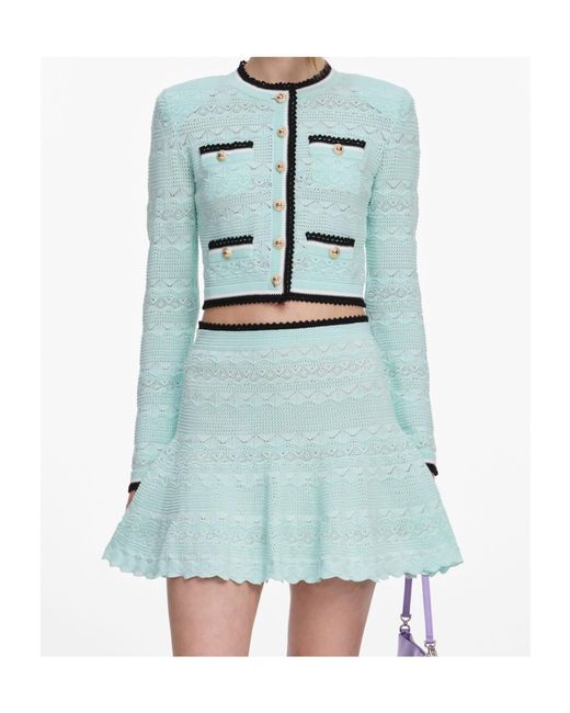 Self-Portrait Green Pointelle Mini Skirt