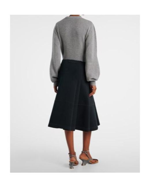 Marni Black Tiered Cotton-Blend Midi Skirt