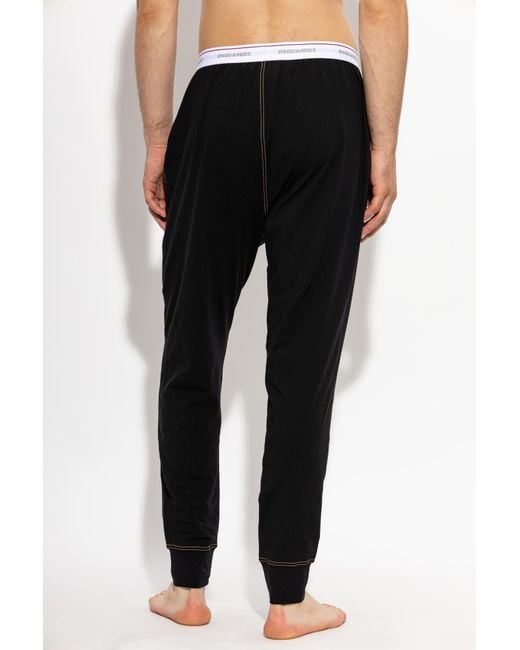 DSquared² Black Elastic-Waist Casual Trousers for men