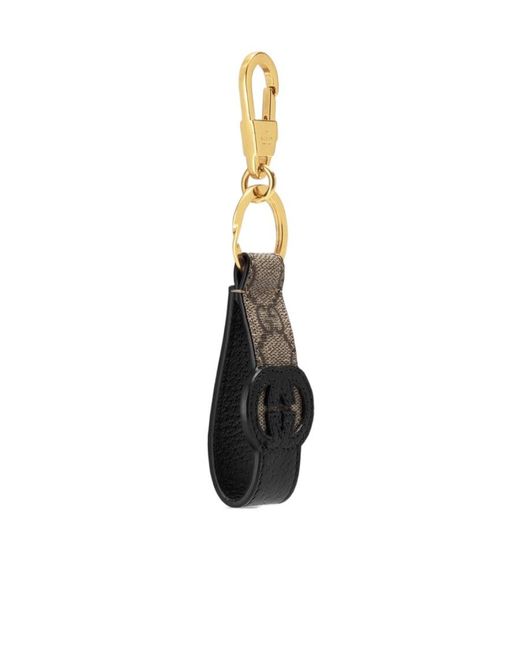 Gucci White Gg-Patch Leather Keyring for men