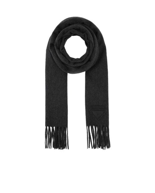 Prada Black Triangle Logo Scarf