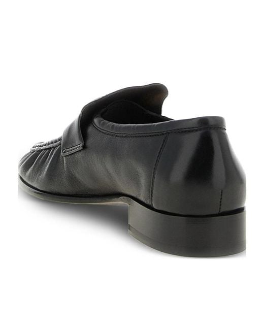 The Row Black Round-Toe Loafers