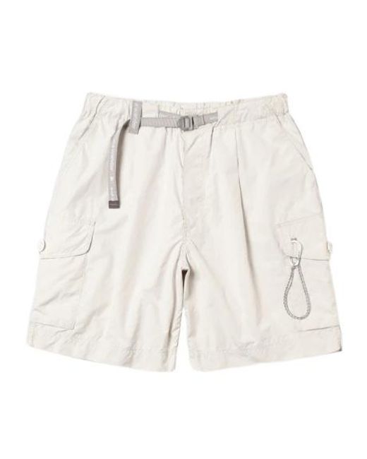 And Wander White Light Cargo Belted Shorts for men