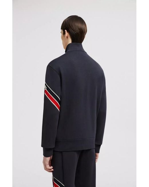 Moncler Blue Logo Patch Zip-Up Sweatshirt for men