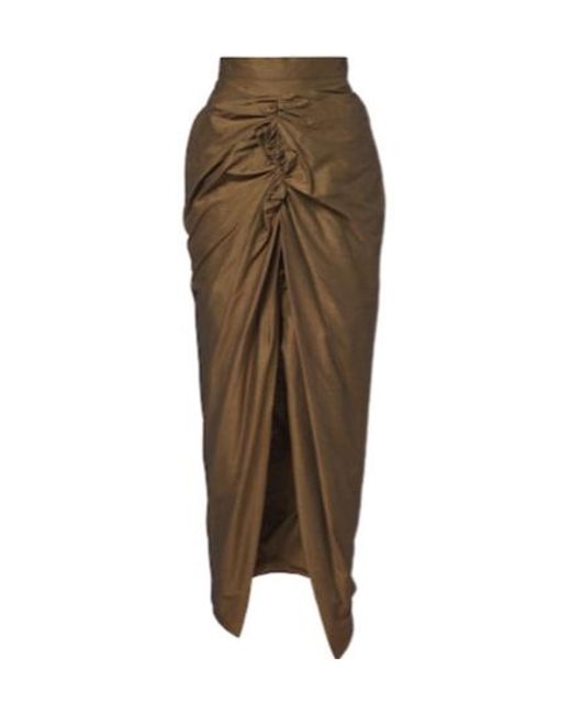 Vivienne Westwood Brown Panther Gathered Cotton-Blend Midi Skirt