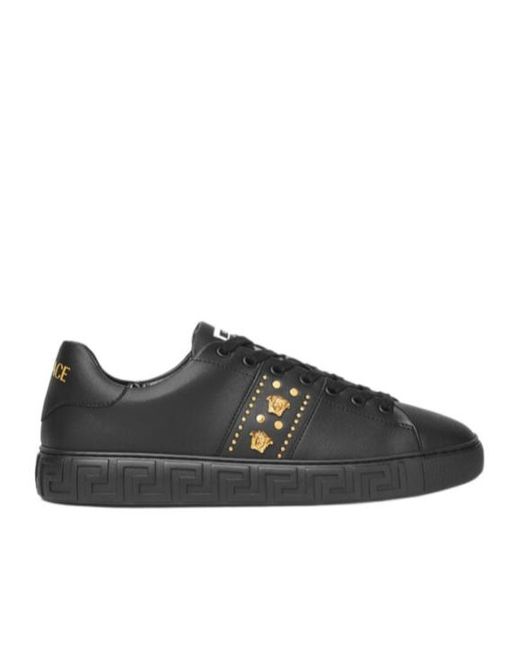 Versace Black Greca Lace-Up Sneakers for men