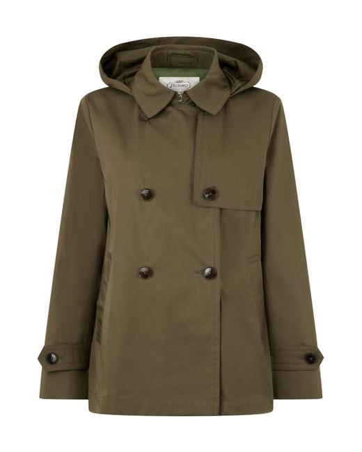 Herno Green Hooded Short Trench Coat