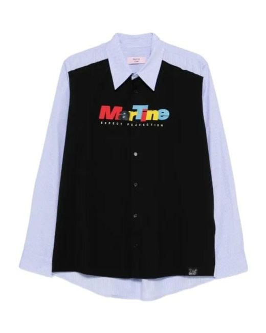 Martine Rose Black Striped Long-Sleeve Shirt for men