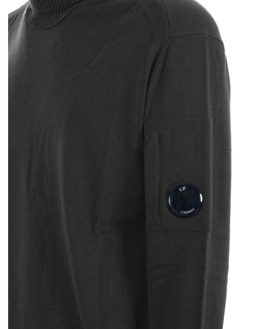C P Company Blue Ribbed Turtleneck Knitwear for men