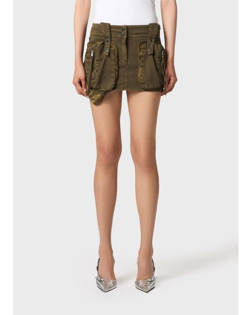 Blumarine Green Pocket-Detail Mini Denim Skirt