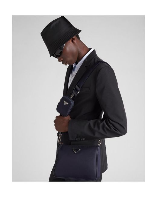 Prada Blue Re-Nylon And Saffiano Leather Shoulder Bag for men