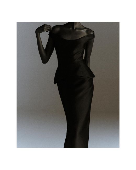 Solace London Black Ruffled Dress