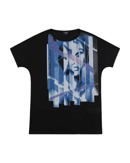 Armani Jeans Black Printed T-Shirt With Round Neck