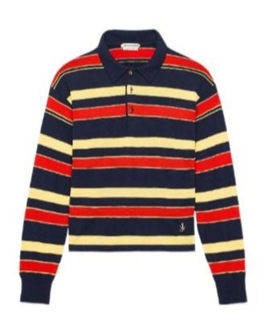 J.W. Anderson Blue Jw Anderson Knitted Striped Rugby Polo Top for men