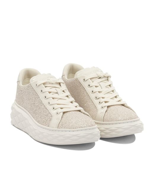 Jimmy Choo White Embellished Lace-Up Sneakers