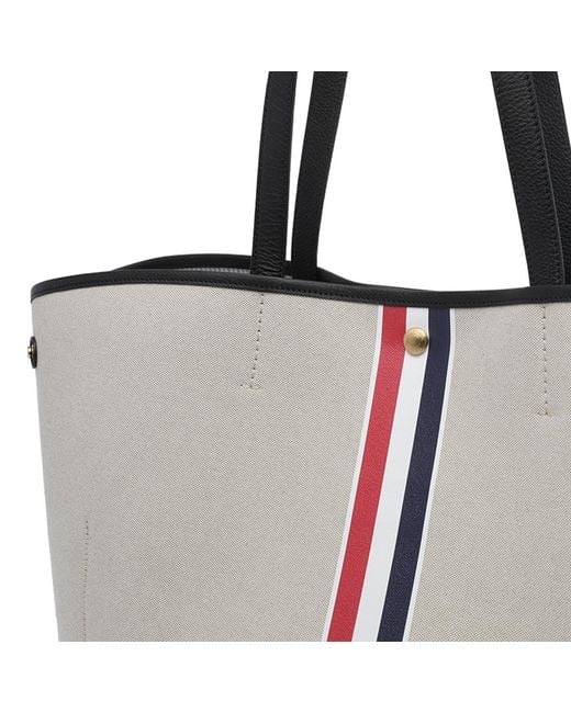 Thom Browne Gray Rwb Stripe Tool Tote Bag for men
