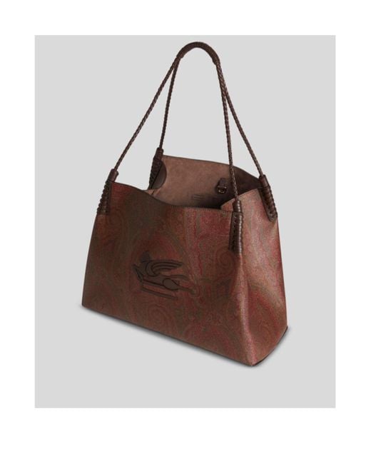 Etro Brown Medium Paisley Libra Tote Bag